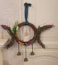 Triple Moon Goddess Wreath: Crystal, Witch Bells, Home Protection