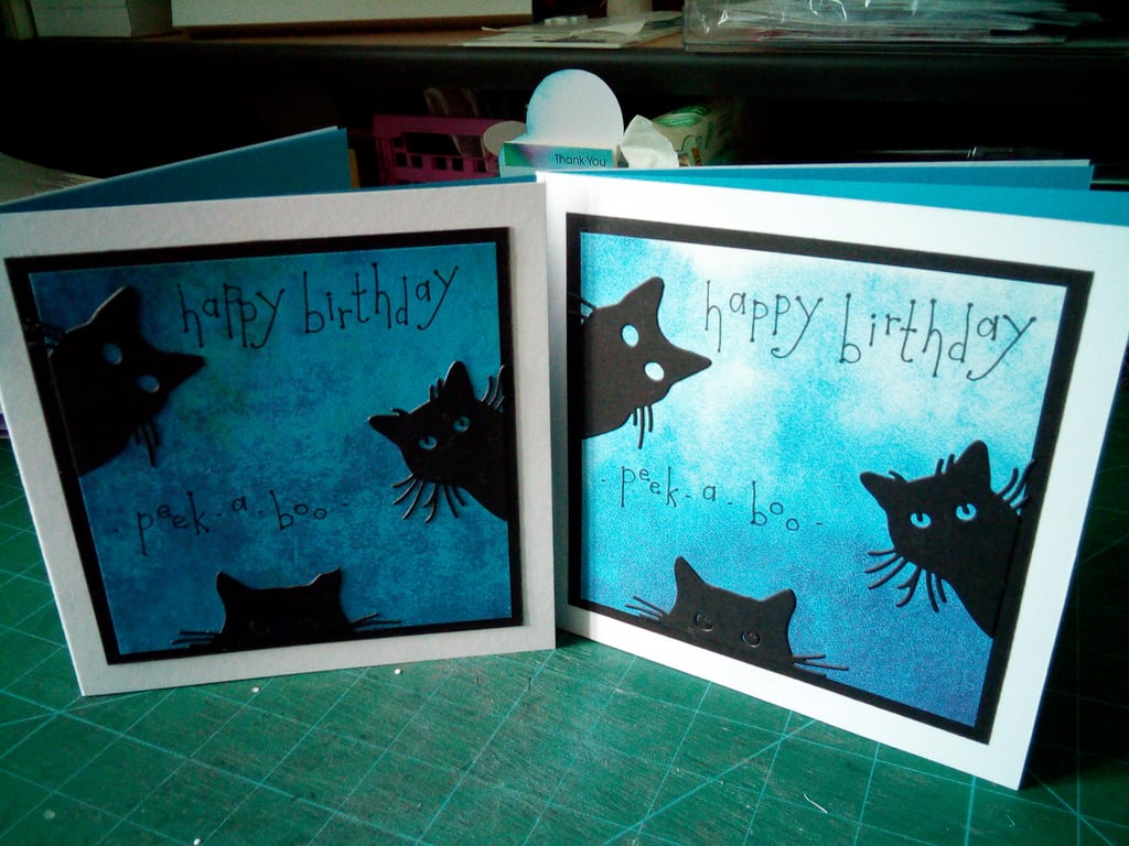 Peek a boo cats birthday card