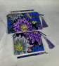 Floral zip clutch bag, Detachable wrist strap, 2 size options, Handmade - Image 4
