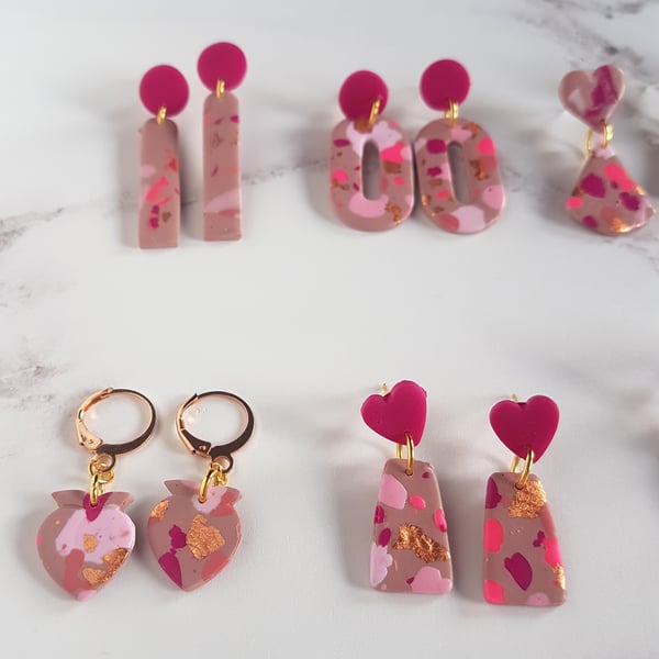 Pink tones with terrazzo style earrings, choose your style LIMITED AVAILABILITY