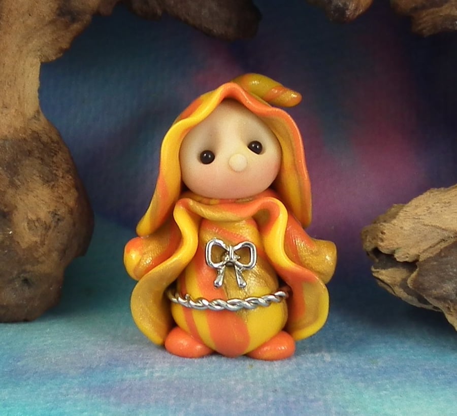 Tiny Magical Gnome 'Joni' with silver belt OOAK by Ann Galvin
