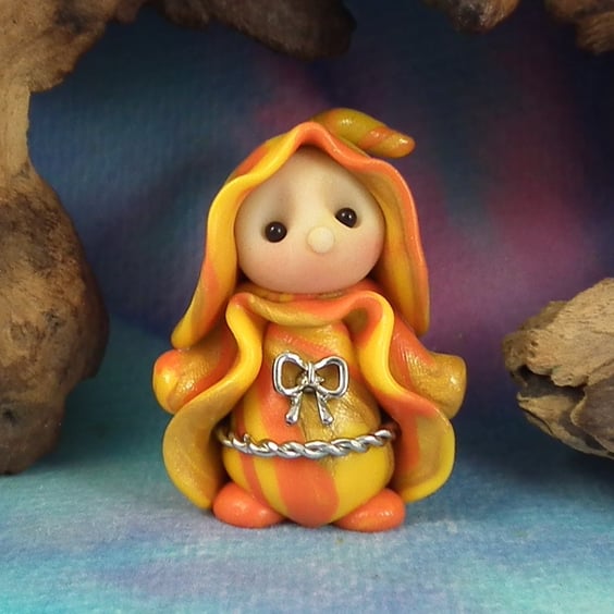 Tiny Magical Gnome 'Joni' with silver belt OOAK by Ann Galvin