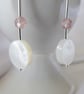 Strawberry Moon Earrings - Strawberry Quartz, Mother of Pearl & Sterling Silver - Image 3