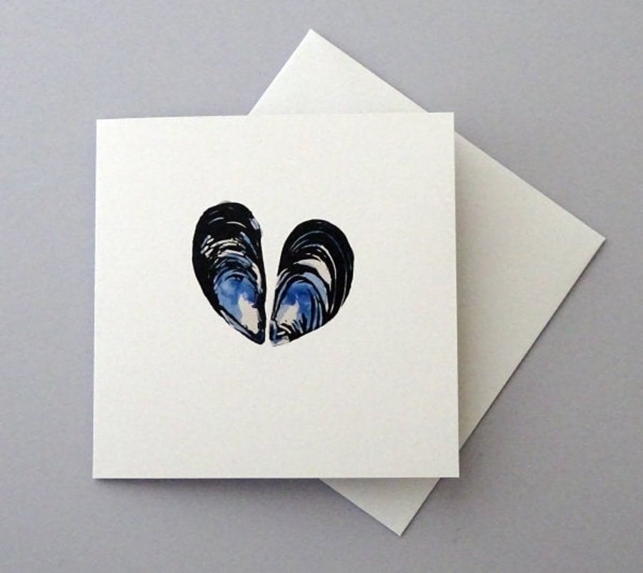 Cornish Mussel Card - Valentine Anniversary Coastal Wedding By The Sea