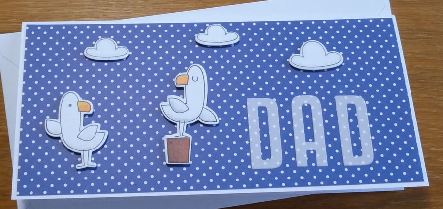 Gulls Card For Dad with Free Gift Tag - Father's Day, Birthday