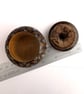 Wooden pyrography cats and feathers trinket pot with place on lid - Image 5