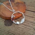 Handmade Acorn Oak Leaf Amber Silver Necklace