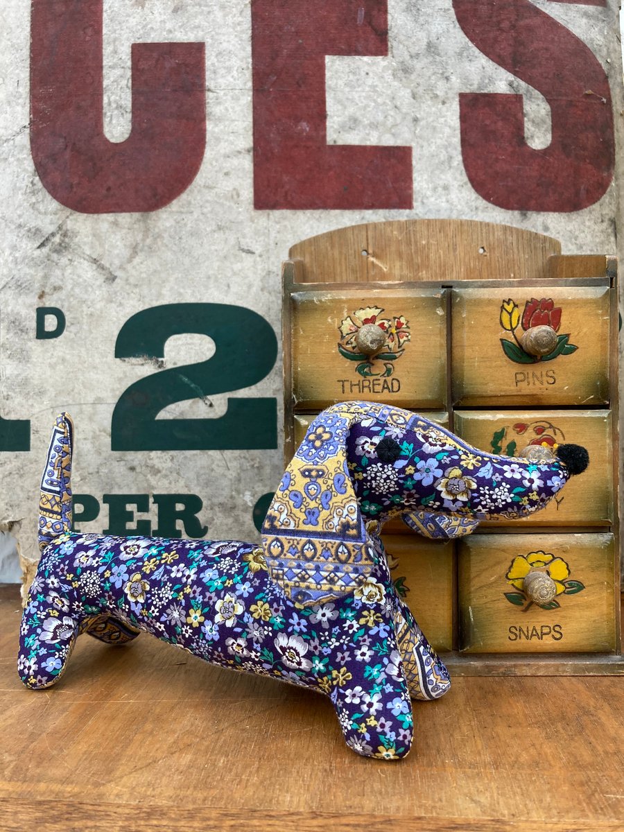 Snossage the Vintage Fabric Sausage Dog