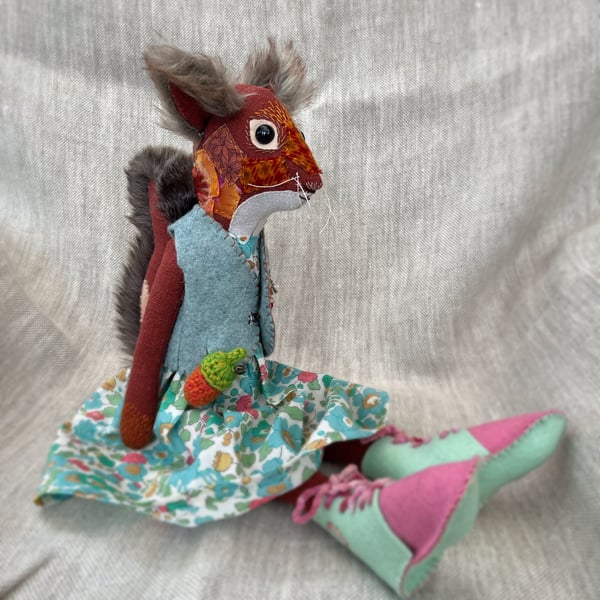 Handcrafted Textile Doll- Sandy the Red Squirrel 