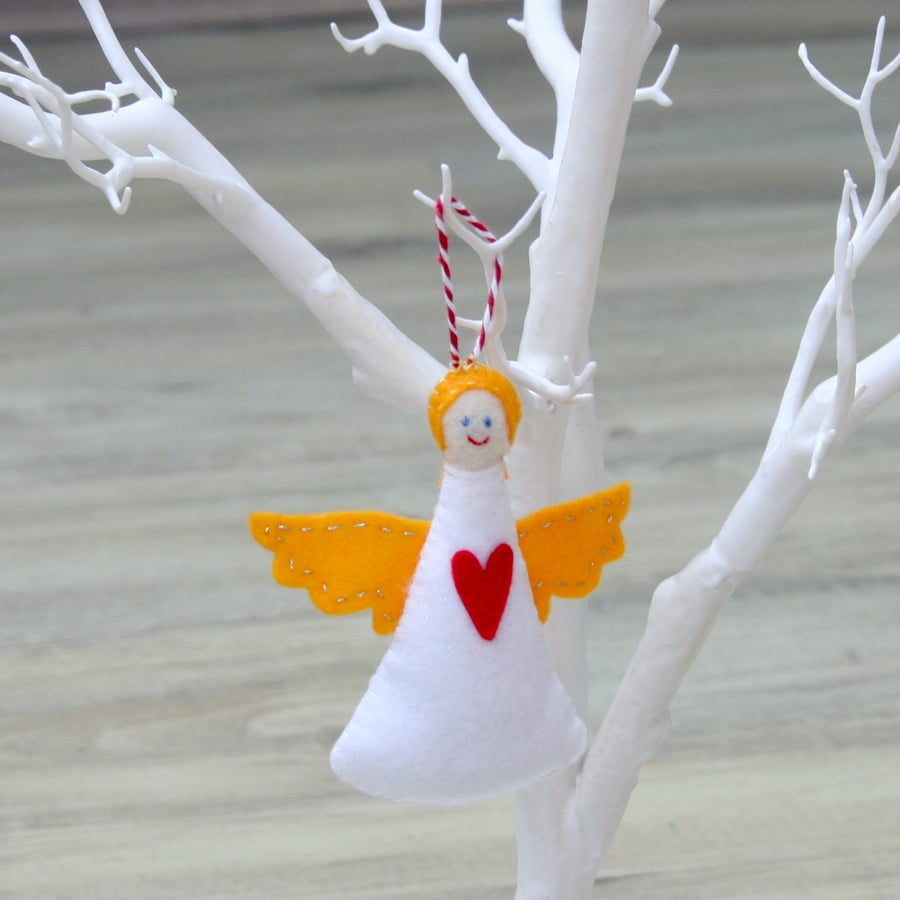 Festive Felt Angel Hanging Christmas Tree Decoration
