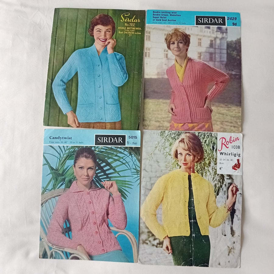 SOLD4 ladies cardigan knitting patterns. Vintage knitting patterns