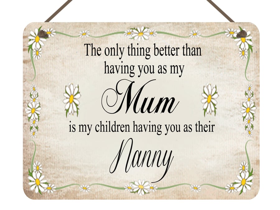 Personalised Metal Plaque No1 Mum Nanny Grandma Mothers Day Birthday Gift Plaque