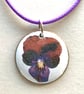  Summer Seconds - Circular Floral Enamelled Pendant - Pansy  - Image 6