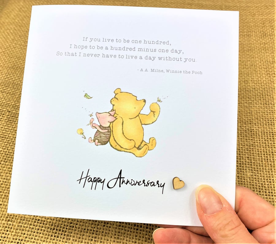 Personalised Winnie the Pooh Anniversary Card - Quote - Sentiment - Cute