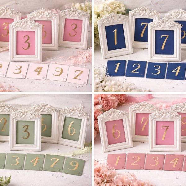Wedding Table Number Cards Blush Pink with Gold Numbers, Frame Not Included