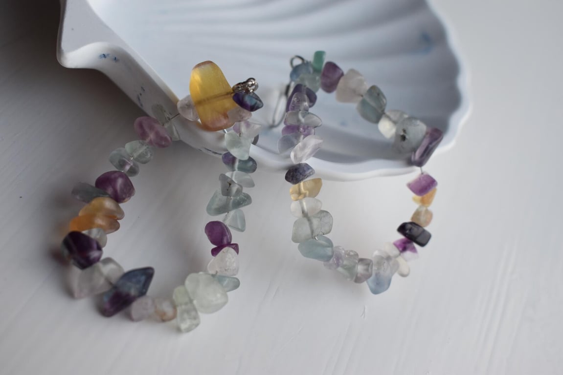Handmade Fluorite Gemstone Chip Earrings