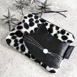 Black and White Animal Print Cat Motif Purse or Small Makeup bag (incl P&P)