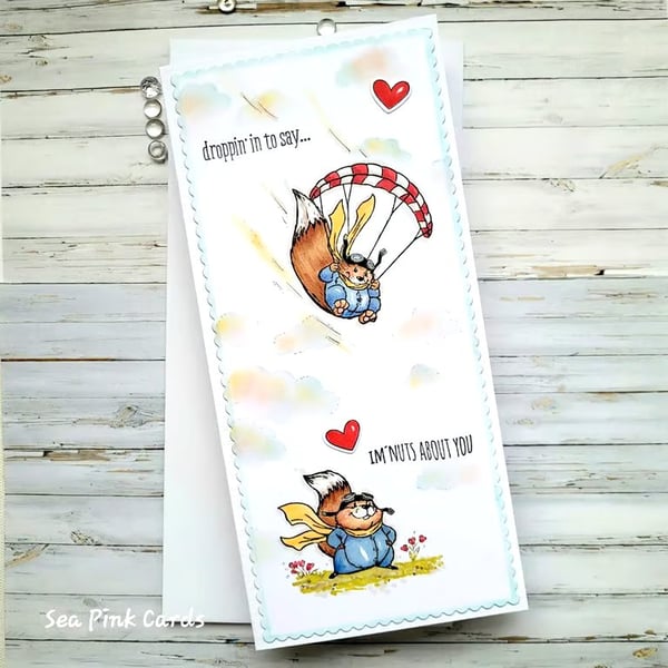 Squirrel Anniversary Card - handcrafted funny anniversary, birthday, valentine 