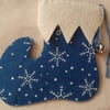 Handmade Elf Boot Christmas Hanging Navy and White