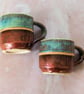 Stoneware pottery mug finished in a Turquoise and Copper colour glazes. - Image 2