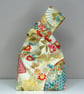 Re Japanese Knot Bag Reversible - Floral Fan Print - Gold Coloured Satin