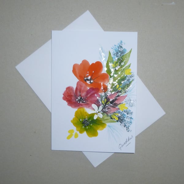 original art hand painted greetings card ( ref FA623 A5 )