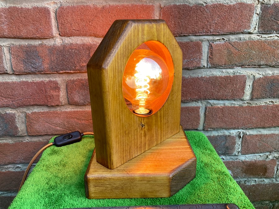 Modern Geometric Wooden Table Lamp, made with Offcut Timber