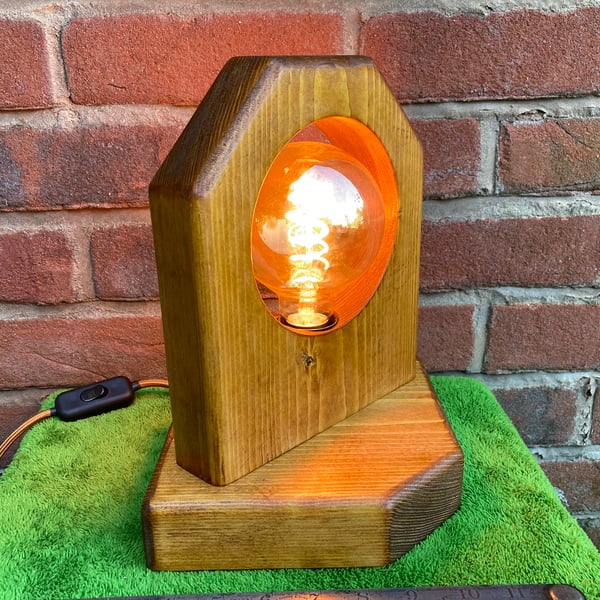 Modern Geometric Wooden Table Lamp, made with Offcut Timber