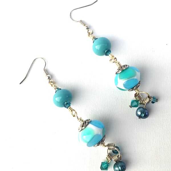 Turquoise dot earrings 