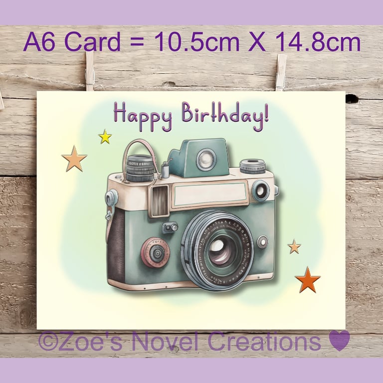 Camera Birthday Card A6 10.5cm x 14.8cm