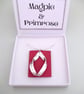 Contemporary Silver & Bright  Pink Pendant Necklace 18" - Image 3