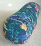 Velvet Bolster Cushion Cover 16" x 6" Round Cylinder Floral Pink Orange Blue - Image 3