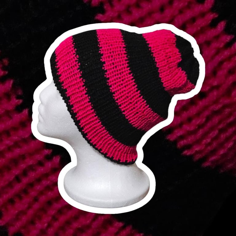 Beanie hat, Striped (handmade)