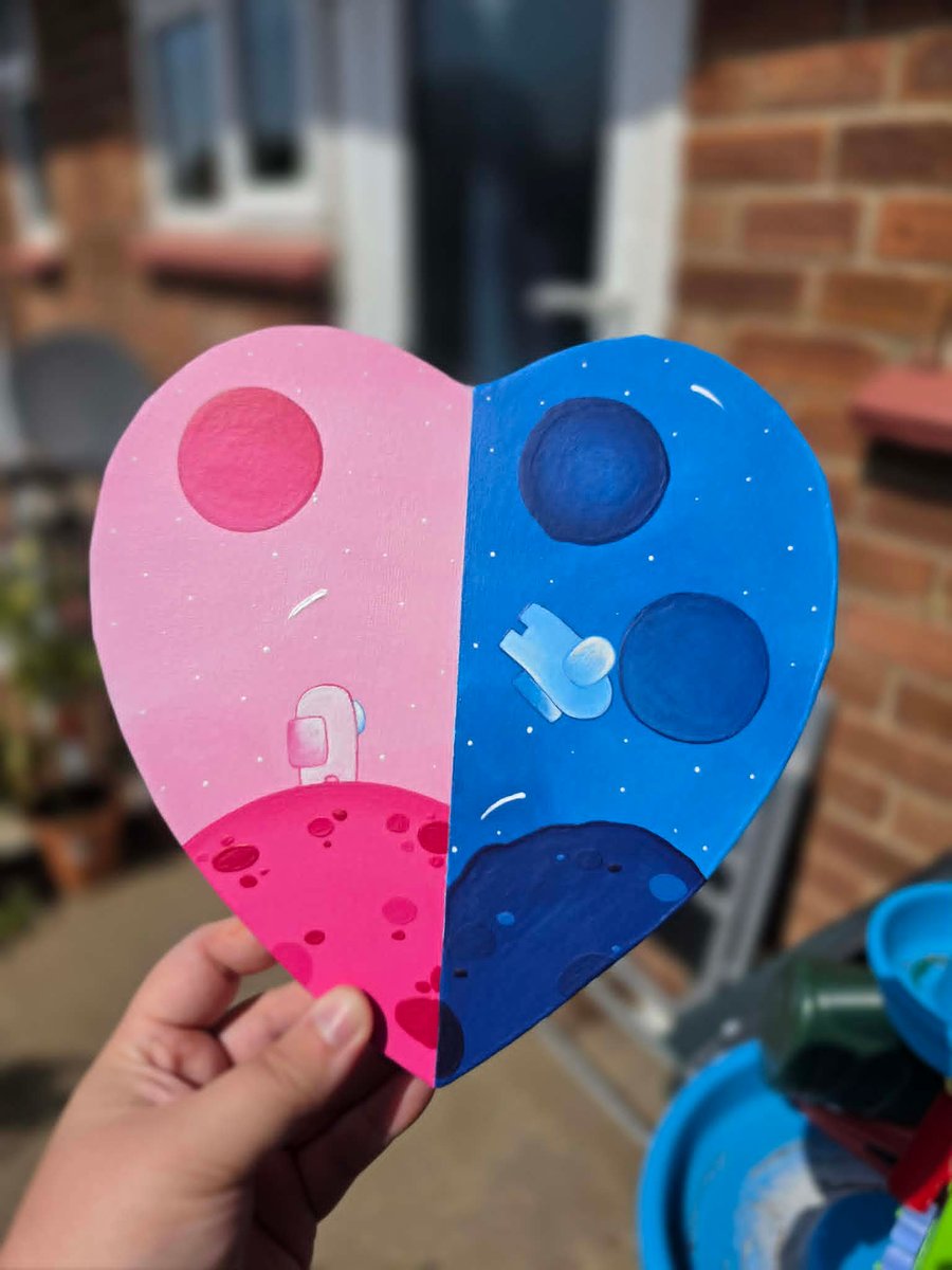 Handmade Among Us Inspired Canvas Heart Shaped Painting