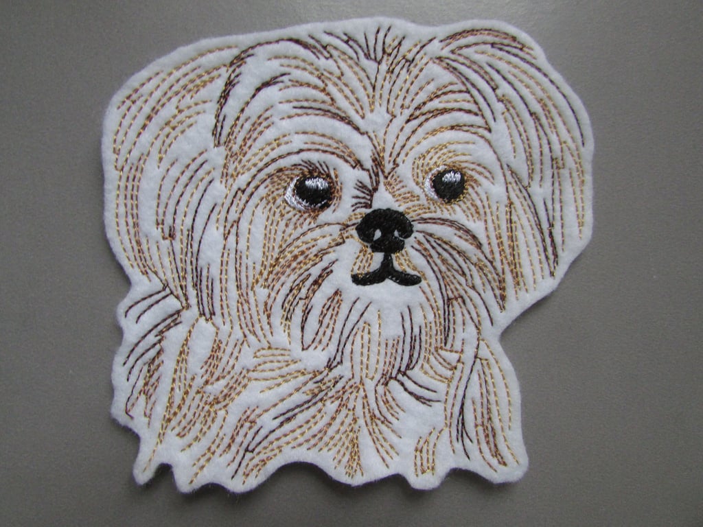 Shih Tzu Dog Embroidered Sew on Applique Patch