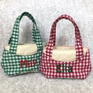 Childs Handmade and Personalised Embroidered Quilted Gingham Handbag