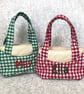 Childs Handmade and Personalised Embroidered Quilted Gingham Handbag