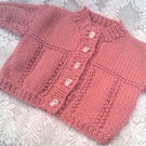 Children's Round Neck Cardigan with Ribbed Bottom and Sleeves, Knitted Cardigan