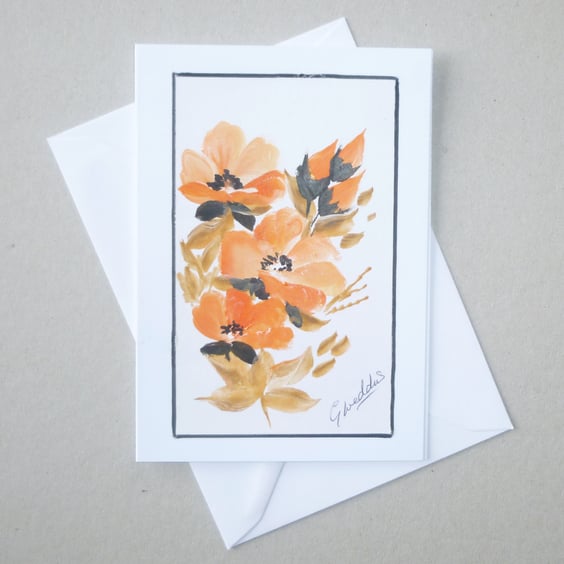 original art floral greetings card  ( ref FA 333 L4 )