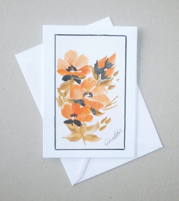 original art floral greetings card  ( ref FA 333 L4 )