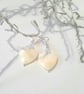 Large 22mm Heart Cut Mother of Pearl & Clear Quartz Sterling Silver Earrings - Image 2