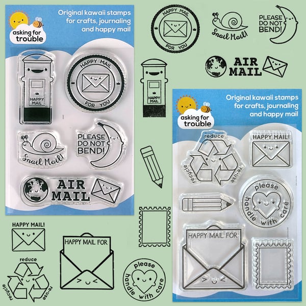Kawaii Clear Stamps Set - Happy Mail