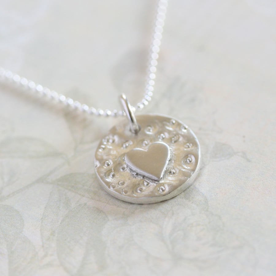Fine silver heart pendant 