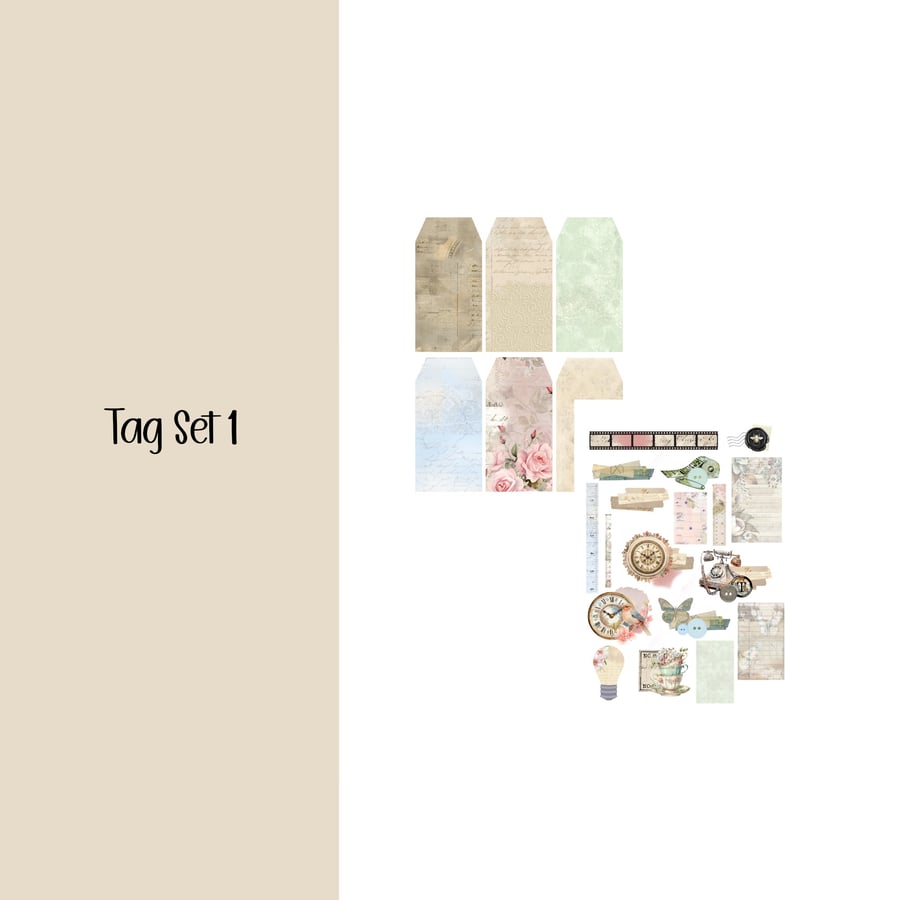 Tag set 1 Scrapbooking, Ephemera, Journal, Digital Download 