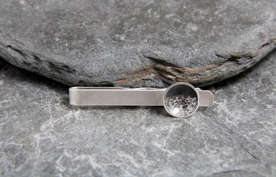 Stormy Sea Oxidised Sterling Silver Tie Clip 