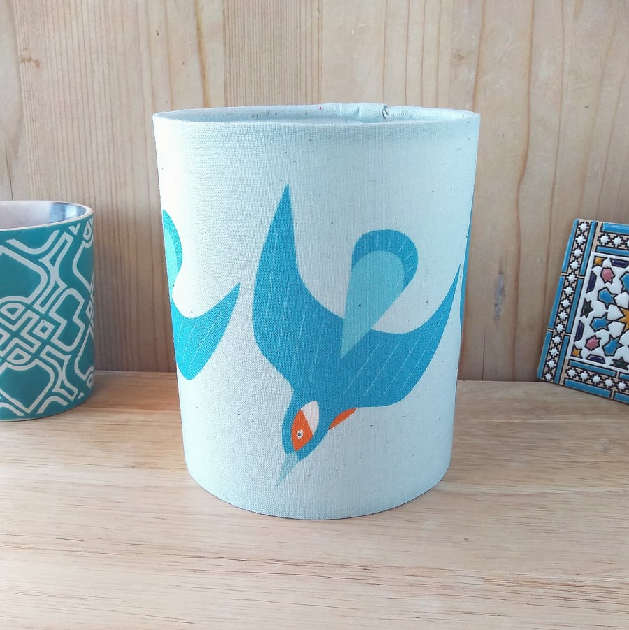 Kingfisher Lantern, Bird Tealight Holder, Tea Light, Bird Decor, Fabric Lamp