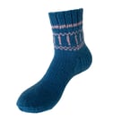 Hand Knitted Women Wool Socks Blue Turquoise