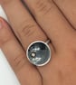 Black Moon Ring, statement ring, mixed metals ring, cup ring, black & gold rin - Image 1