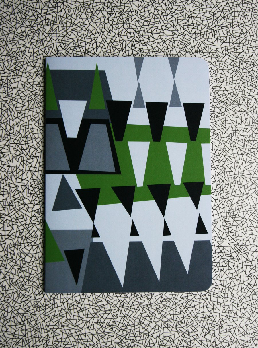 Mid Century Abstract A5 Blank Notebook - Dazzle 'Field'