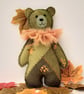 Teddy bear, crazy patchwork bear, woodland hanging bear decoration